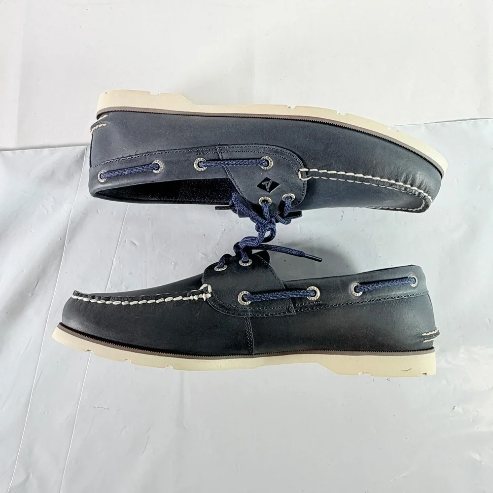 Sperry Top-Sider Leeward 2-Eye Navy Boat Shoes Men's Size 10.5 W New NIB